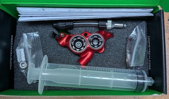 Hope RX4+ Caliper Complete - Flat Mount Std - DOT - Red - HBSPC71R